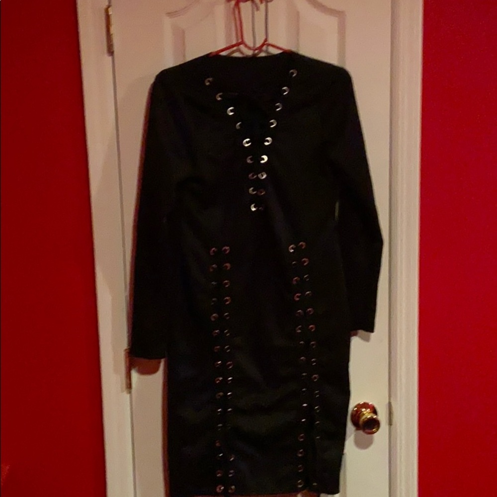 Black lace up dress